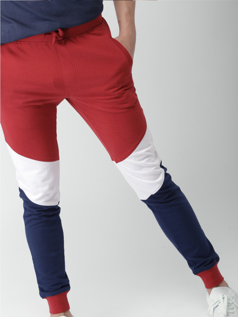 

Harvard Men Red & Navy Blue Regular Fit Colourblocked Joggers