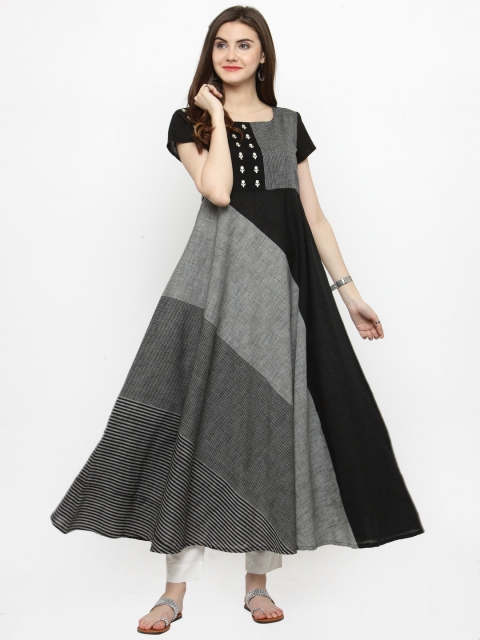 

Varanga Grey Black Embroidered Dress