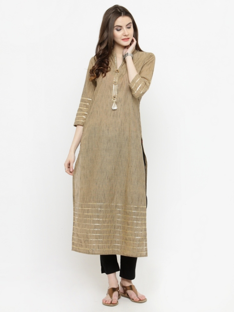 

Varanga Women Beige Solid Straight Kurta