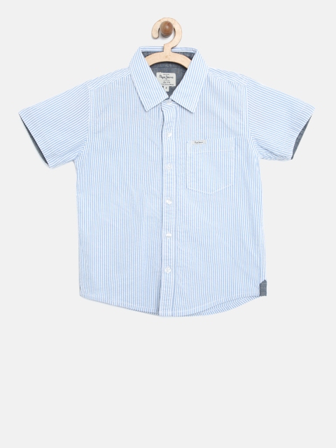 

Pepe Jeans Boys Blue & White Regular Fit Striped Casual Shirt