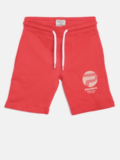 

Pepe Jeans Boys Red Solid Regular Fit Casual Shorts