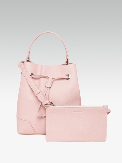 

HEATWAVE Pink Solid Handheld Bag with Pouch