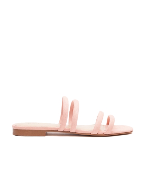 

MANGO Women Peach-Coloured Solid Open Toe Flats