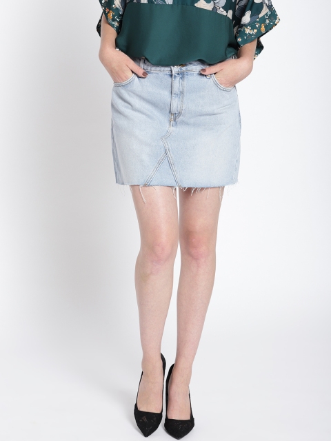 

MANGO Women Blue Denim Pencil Skirt