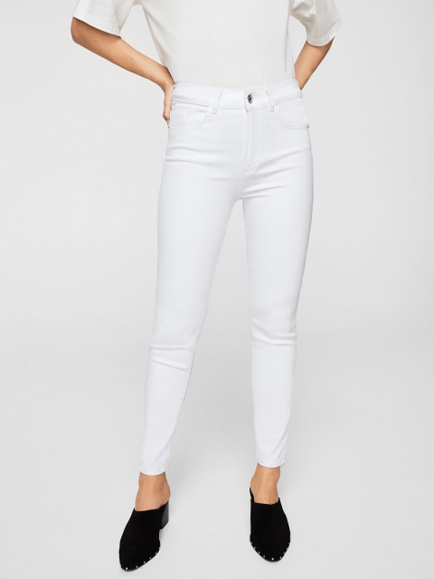 

MANGO Women White Skinny Fit Mid-Rise Clean Look Stretchable Jeans