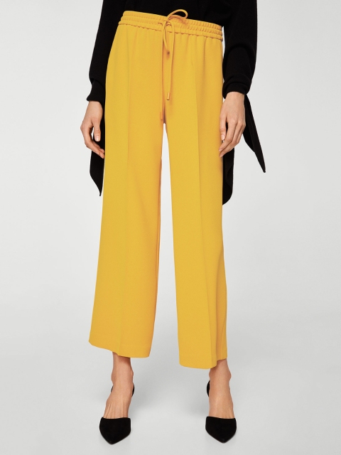 

MANGO Women Mustard Yellow Regular Fit Solid Parallel Trousers