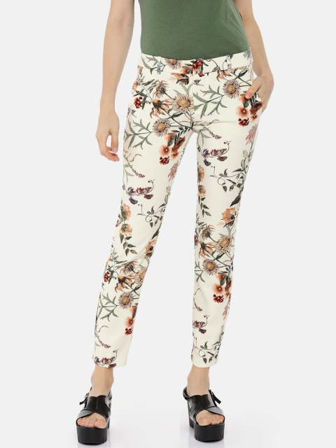 

MANGO Women Off-White Regular Fit Printed Cropped Trousers