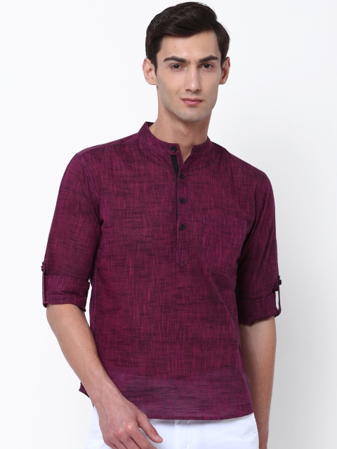 

Svanik Men Purple Solid Straight Kurta