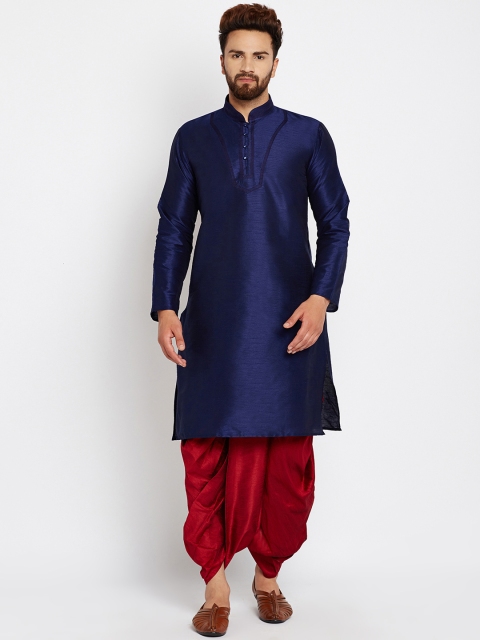 

SOJANYA Men Navy Blue Solid Straight Kurta