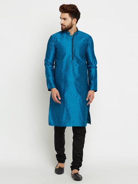 

SOJANYA Men Blue Woven Design Straight Kurta