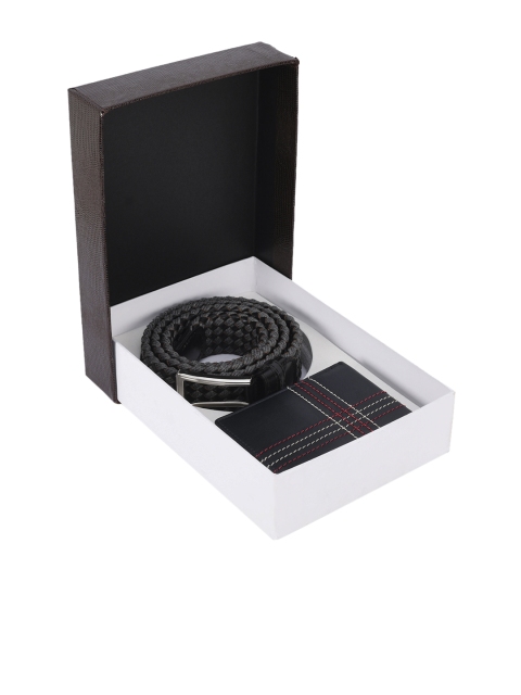 

BuckleUp Men Grey & Black Accessory Gift Set