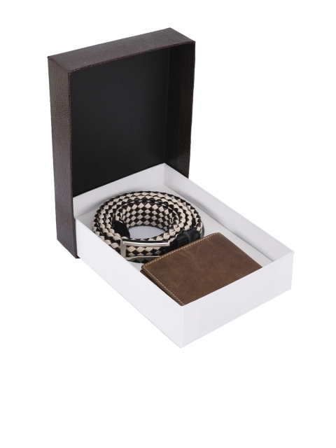 

BuckleUp Men White, Black & Brown Accessory Gift Set