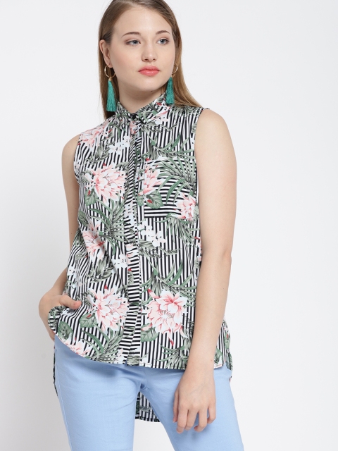 

MANGO Women Off-White & Black Printed Casual Shirt