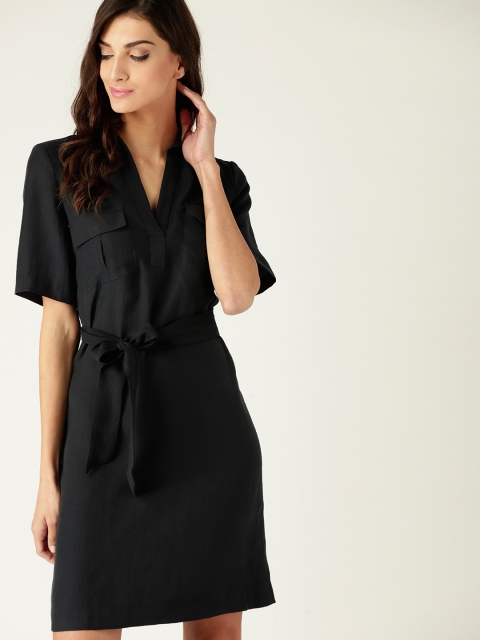 

MANGO Women Navy Blue Solid A-Line Dress