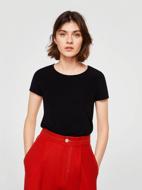 

MANGO Women Black Solid Styled Back Top