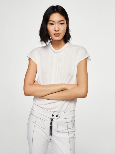 

MANGO Women White Solid Top