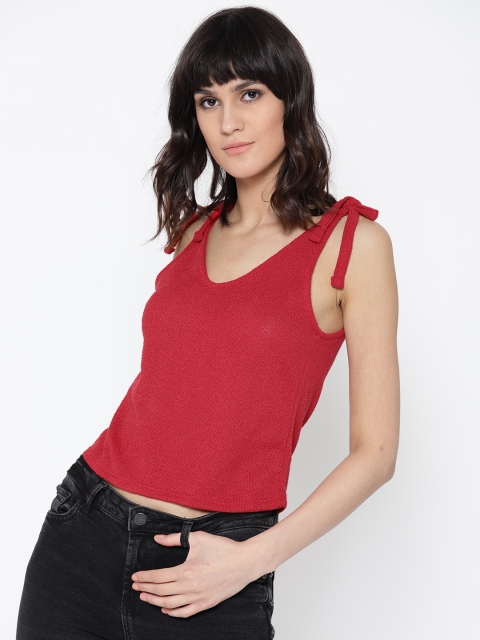 

MANGO Women Red Solid Crop Top