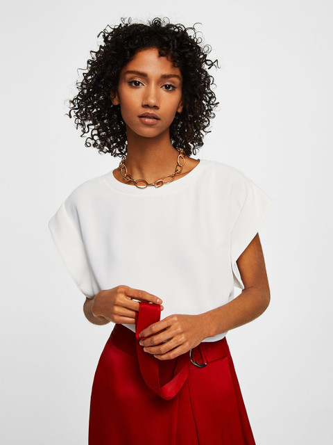 

MANGO Women White Solid Top