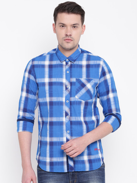 

Numero Uno Men Blue Slim Fit Checked Casual Shirt
