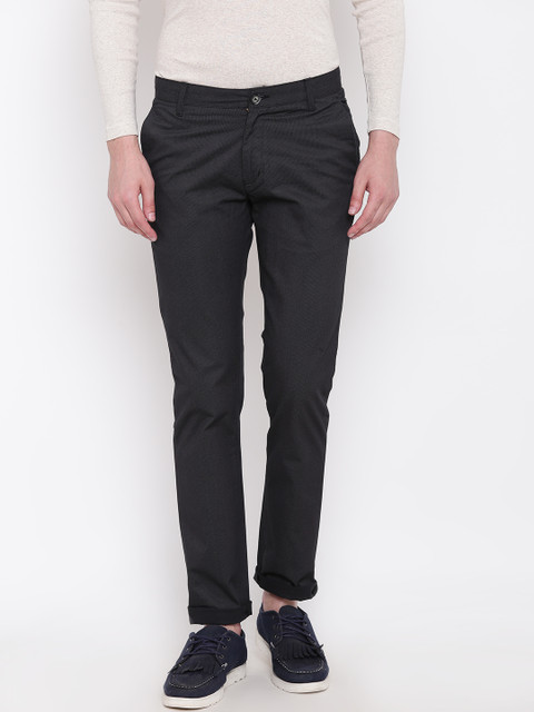 

Numero Uno Men Black Slim Fit Self-Design Trousers
