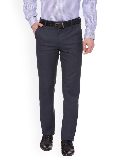 

Van Heusen Men Navy Blue Slim Fit Solid Formal Trousers