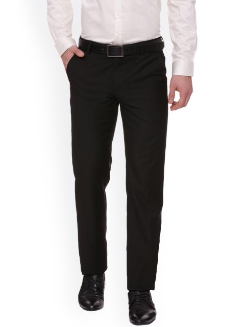 

Van Heusen Men Black Slim Fit Solid Formal Trousers