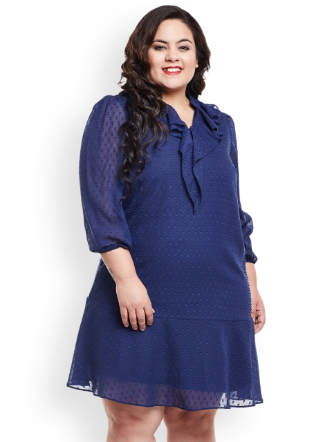 

NuBella Plus Size Women Navy Blue Self Design A-Line Dress