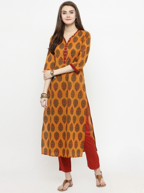 

Varanga Women Mustard & Red Printed Kurta with Trousers