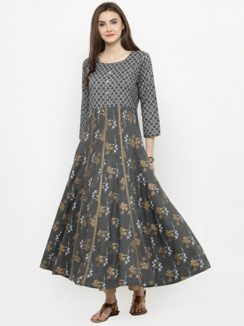 

Varanga Women Grey & Beige Printed Kurta with Trousers