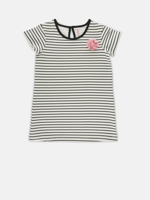 

CHALK by Pantaloons Girls White Striped T-shirt Dress