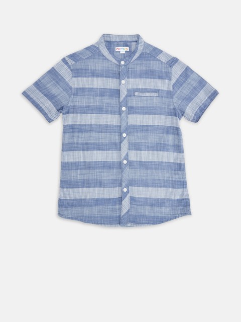 

POPPERS by Pantaloons Boys Blue Regular Fit Self Design Casual Shirt