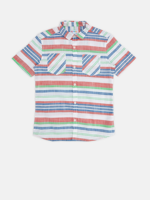 

POPPERS by Pantaloons Boys Multicoloured Regular Fit Striped Casual Shirt, Multi