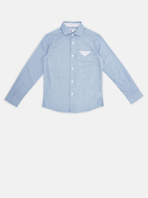 

POPPERS by Pantaloons Boys Blue Slim Fit Printed Party Shirt