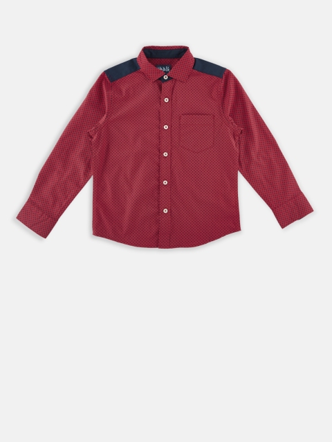

CHALK by Pantaloons Boys Red & Navy Blue Regular Fit Printed Casual Shirt