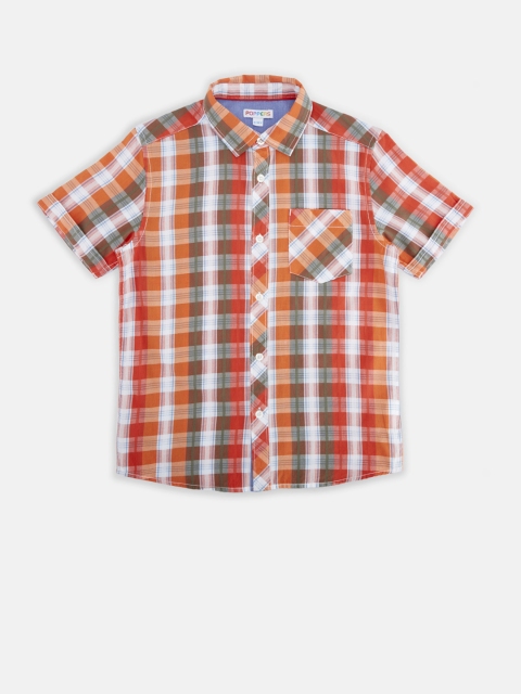

POPPERS by Pantaloons Boys Orange Regular Fit Checked Casual Shirt