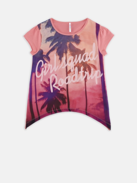 

POPPERS by Pantaloons Girls Pink Printed Round Neck T-shirt