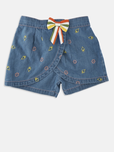 

CHALK by Pantaloons Girls Blue Printed Regular Fit Denim Shorts