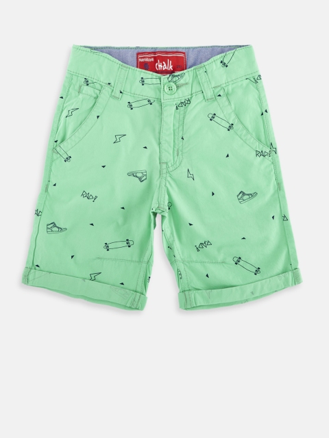 

CHALK by Pantaloons Boys Green Printed Regular Fit Regular Shorts