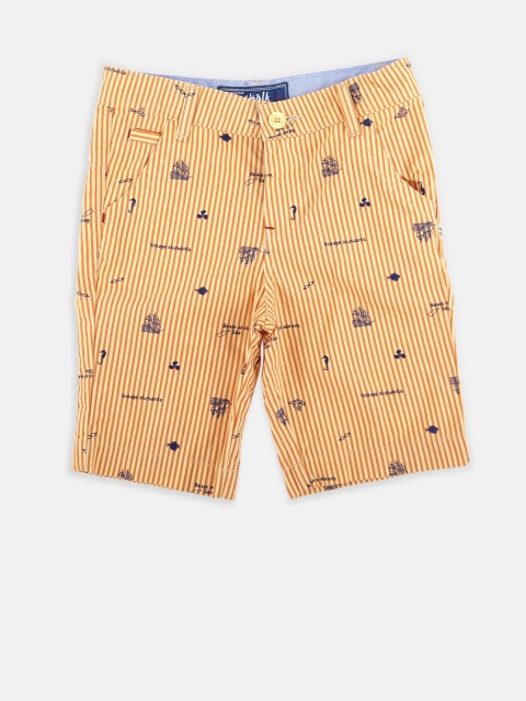 

CHALK by Pantaloons Boys Orange Striped Regular Fit Regular Shorts