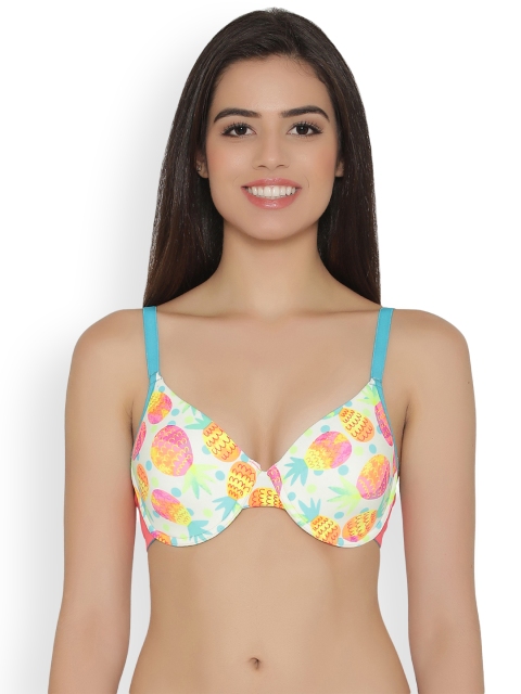 

Clovia Padded Underwired Printed T-Shirt Bra, White