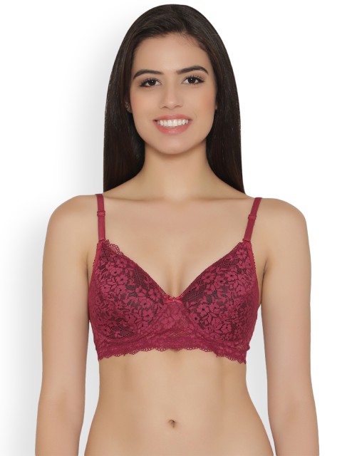 

Clovia Lace Padded Non-Wired Multiway Bra, Maroon