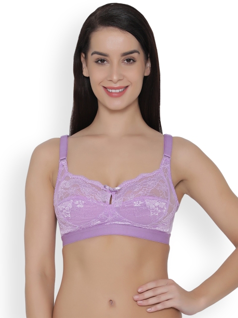 

Clovia Lace Non-Padded Non-Wired Plus Size Bra, Lavender