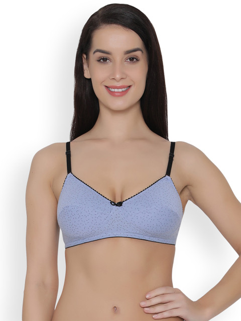

Clovia Cotton Non-Padded Non-Wired Printed Bra, Blue