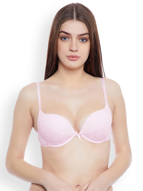 

Clovia Padded Underwired Push-Up Plunge Bra, Pink