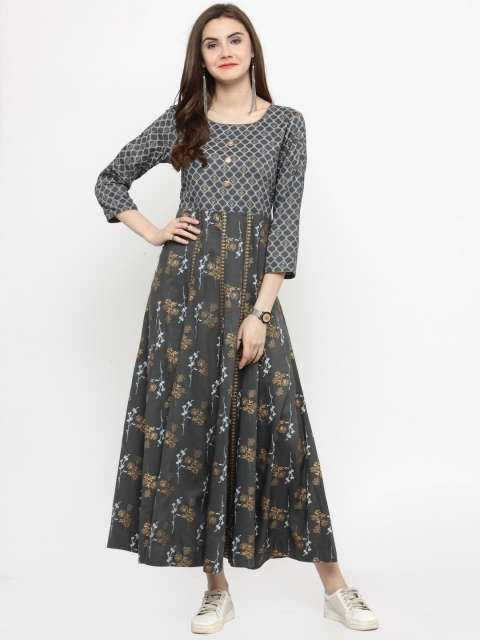 

Varanga Women Grey Printed Maxi Dress