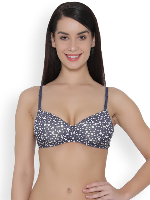 

Clovia Padded Non-Wired Printed Multiway T-Shirt Bra, Navy blue