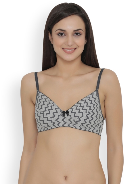 

Clovia Grey Printed Non-Wired Non Padded Demi Bra BR0956R01