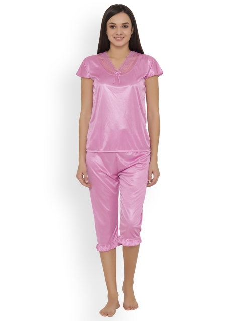 

Clovia Women Pink Solid Night suit