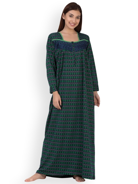 

Clovia Green Printed Nightdress