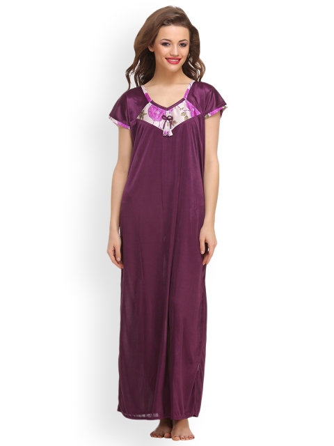 

Clovia Purple Printed Nightdress
